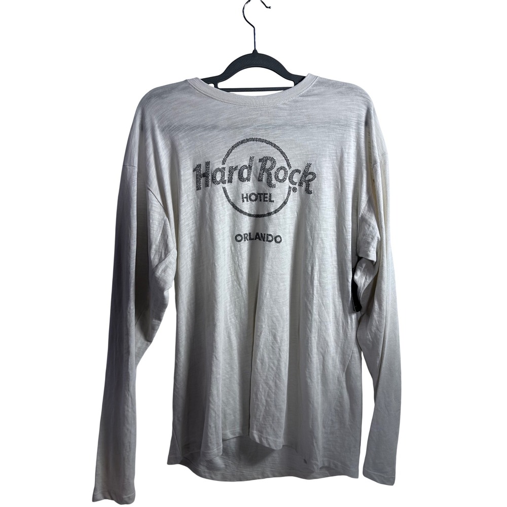 Hard Rock Hotel Orlando Slub Logo LS Tee XL Cream Long Sleeve Mens